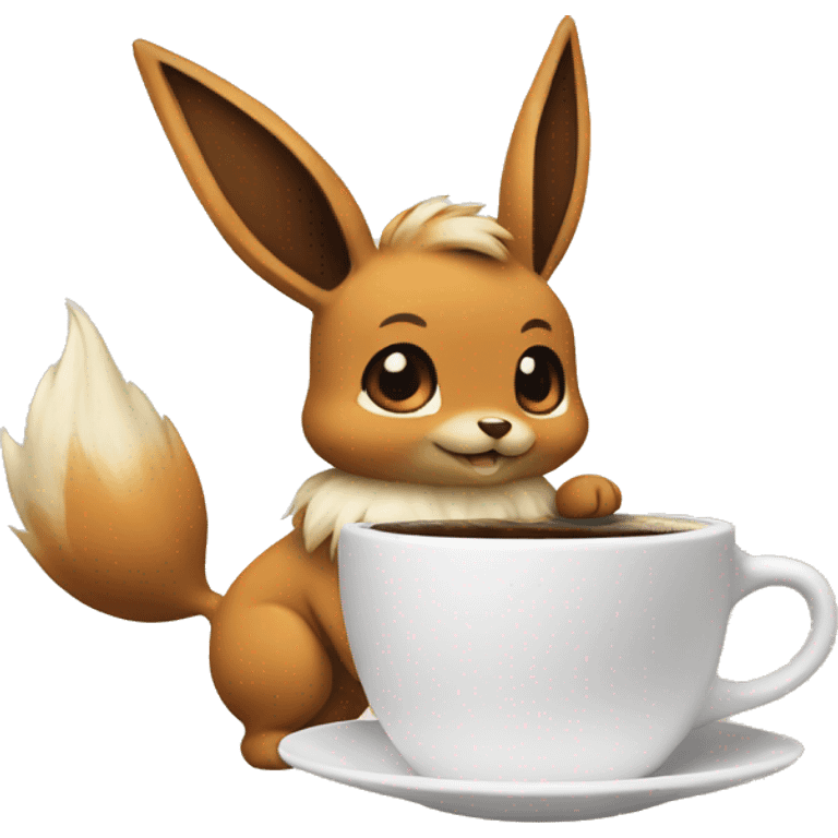 Eevee and coffee emoji