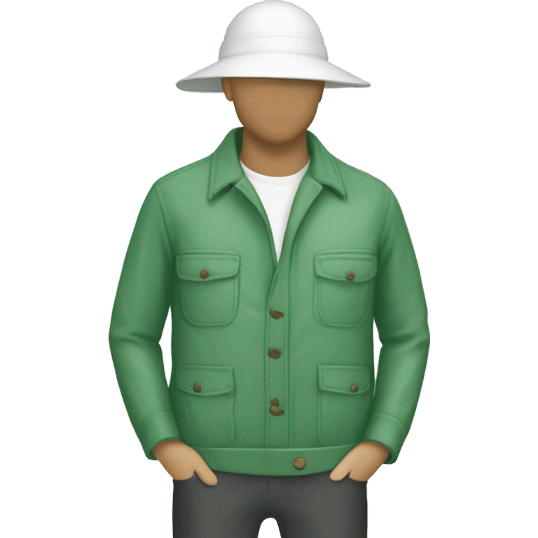 gardener pith helmet jacket white green trees  emoji