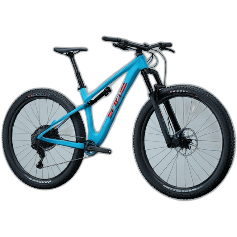 Light Blue fade to dark Blue trek Slash with red lettering mtb emoji