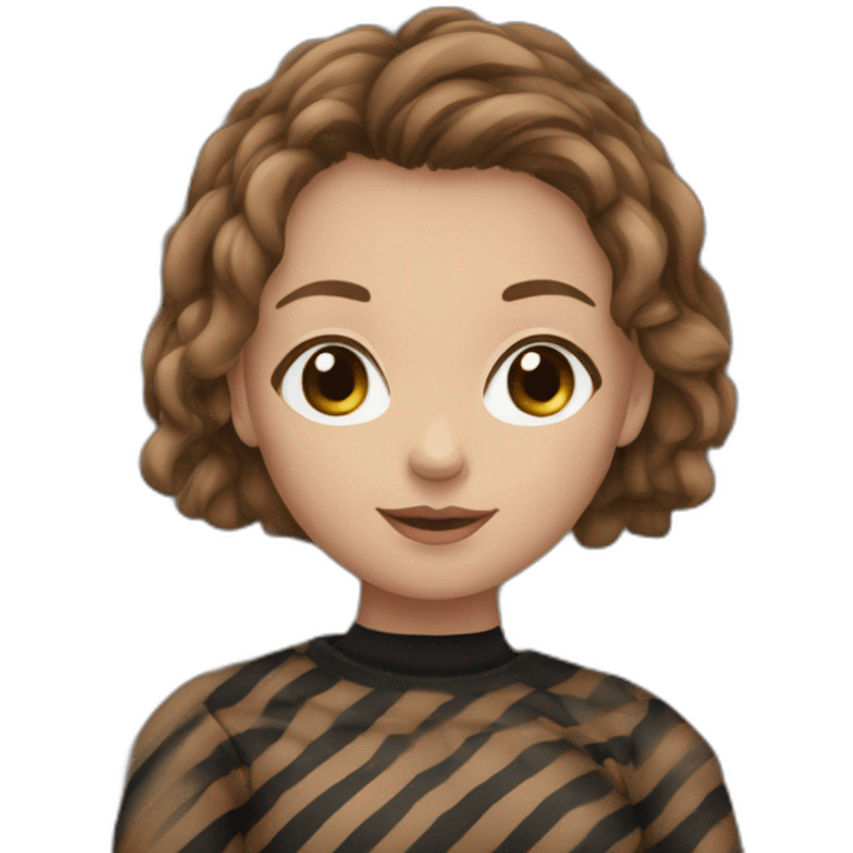 light brown hair woman black stripy long-sleeve emoji