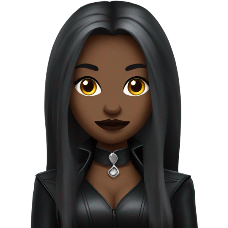 gothic vampire catwomen with long hair  at leather coat  emoji