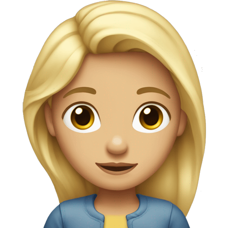 Niña rubia con pelo largo crespa enojada emoji