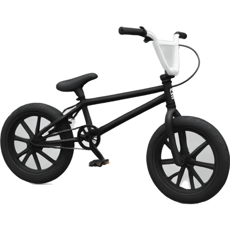 bmx with white frame, black wheels, black seat emoji