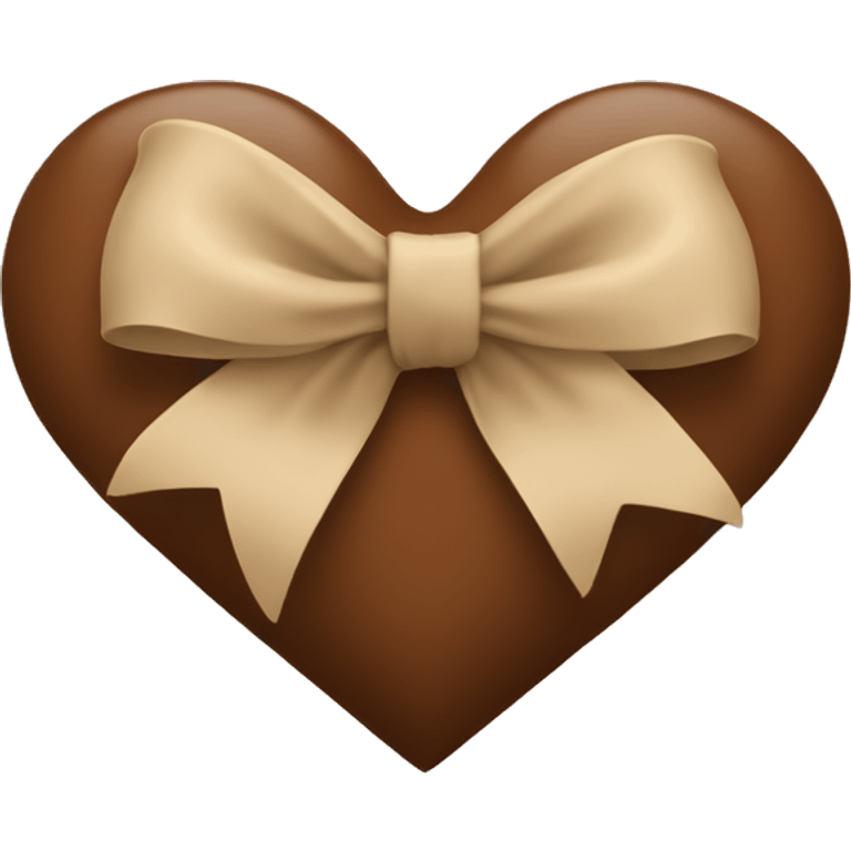 brown heart with beige bow emoji