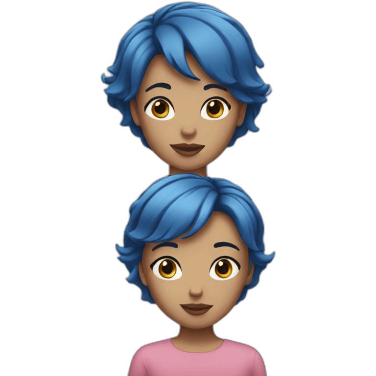 girl blue short hair face emoji