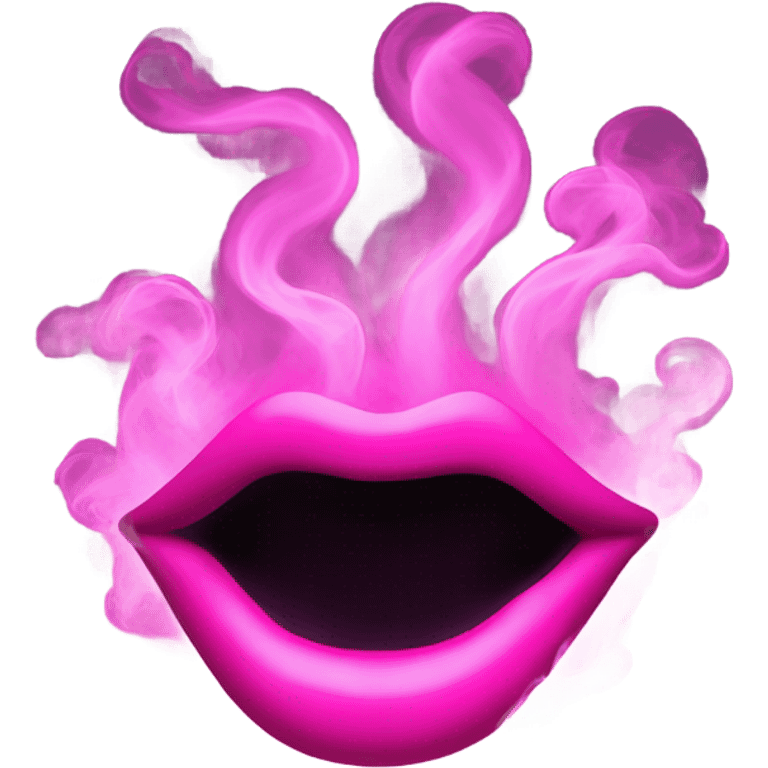 Neon pink lips smoke and release smoke emoji