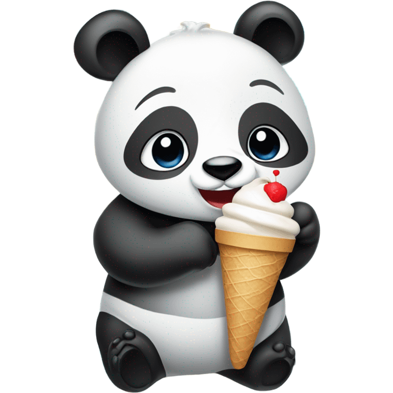 Panda eating ice cream emoji