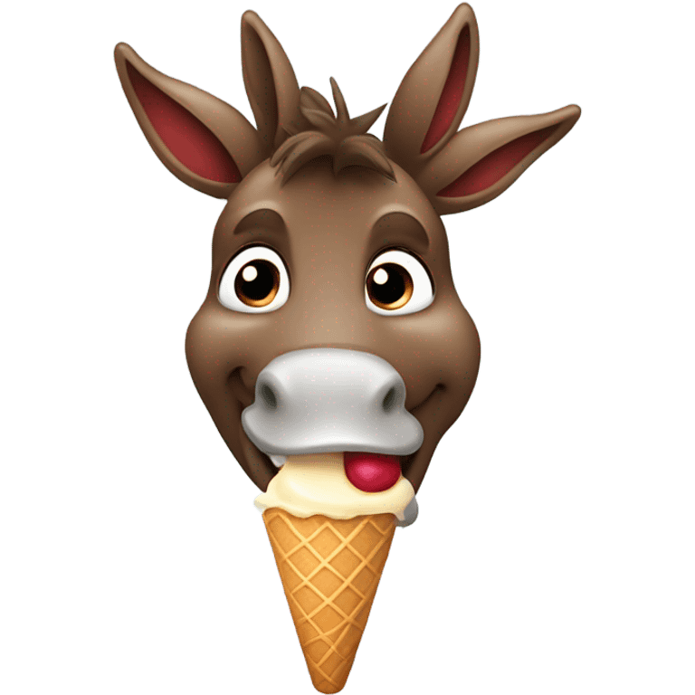 A red donkey with ice cream  emoji