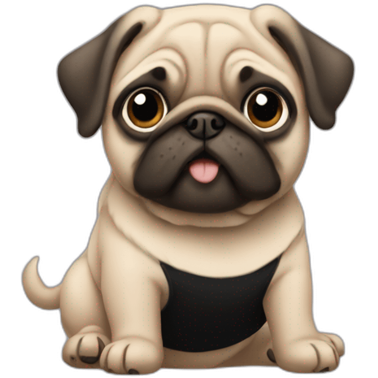 pug wearing a black t-shirt emoji