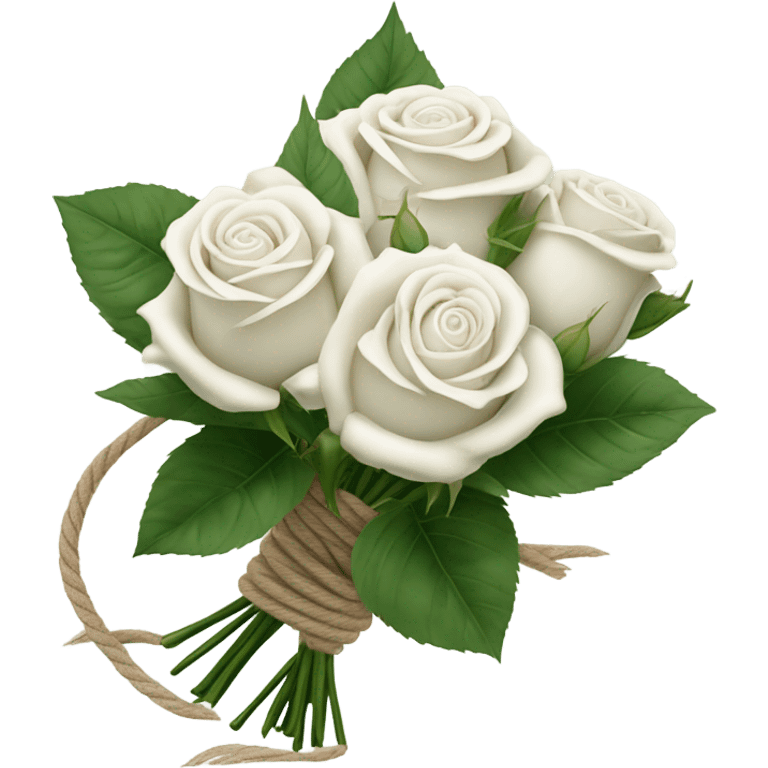 Bouquet white roses binded with rope emoji