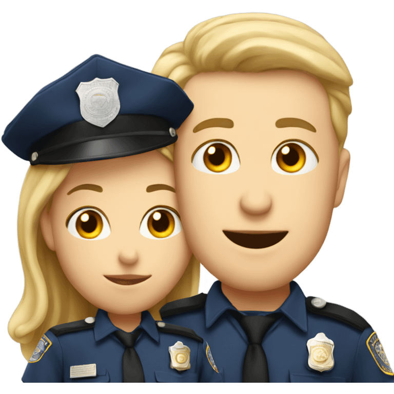 White male and female cops kissing emoji