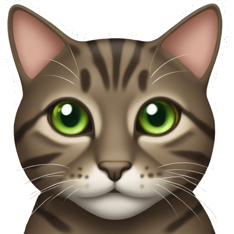 Dark brown tabby cat with slanted Green eyes emoji