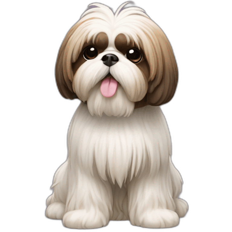 Dog Shih Tzu with long wool full-height stand up emoji