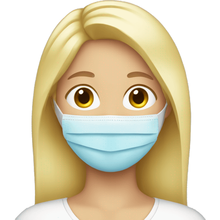 blonde girl with face mask on emoji