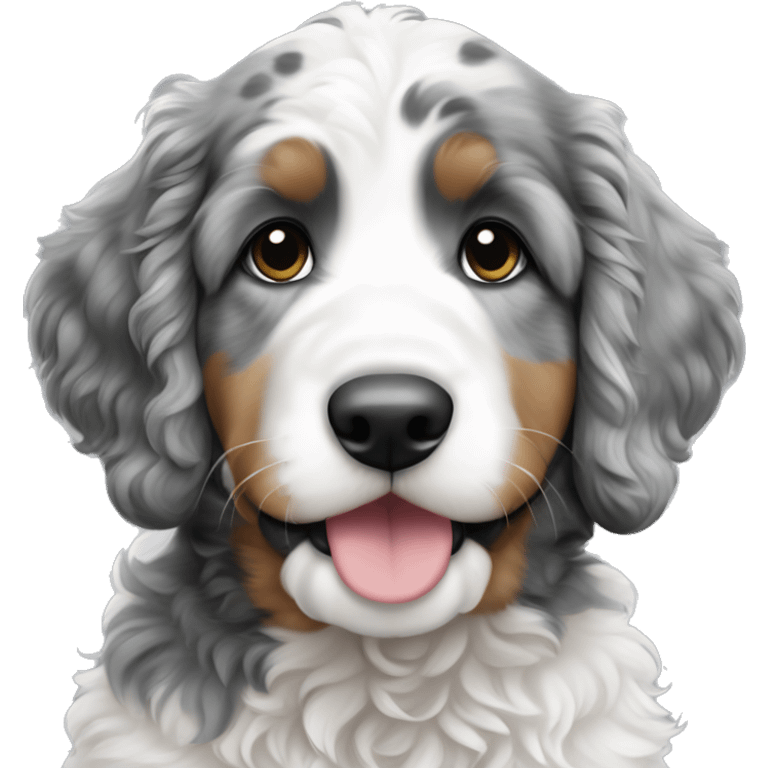 White with grey spots bernedoodle puppy emoji