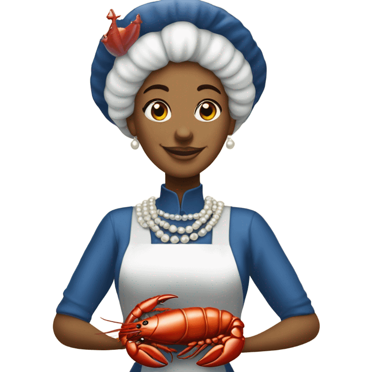 Queen of Pearls - seafood restaurant - holding a lobster emoji