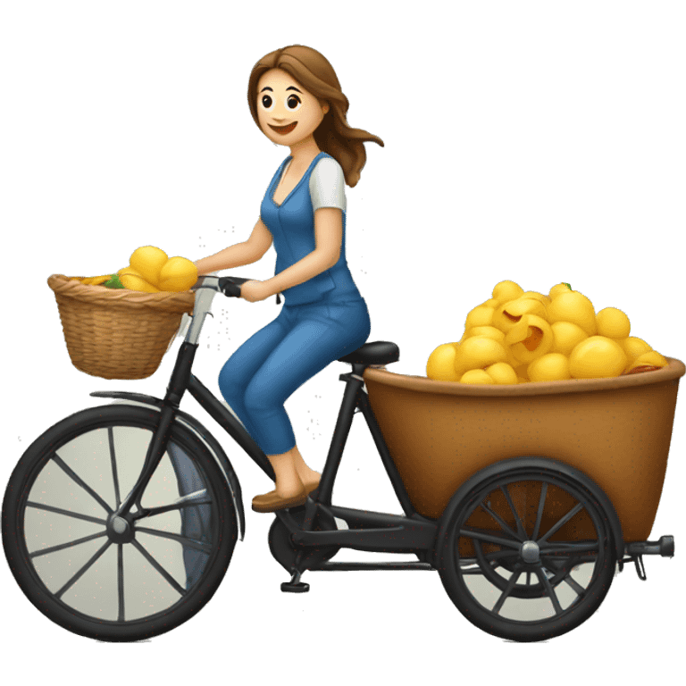 geef een emoji van een bakfiets met vrouw emoji