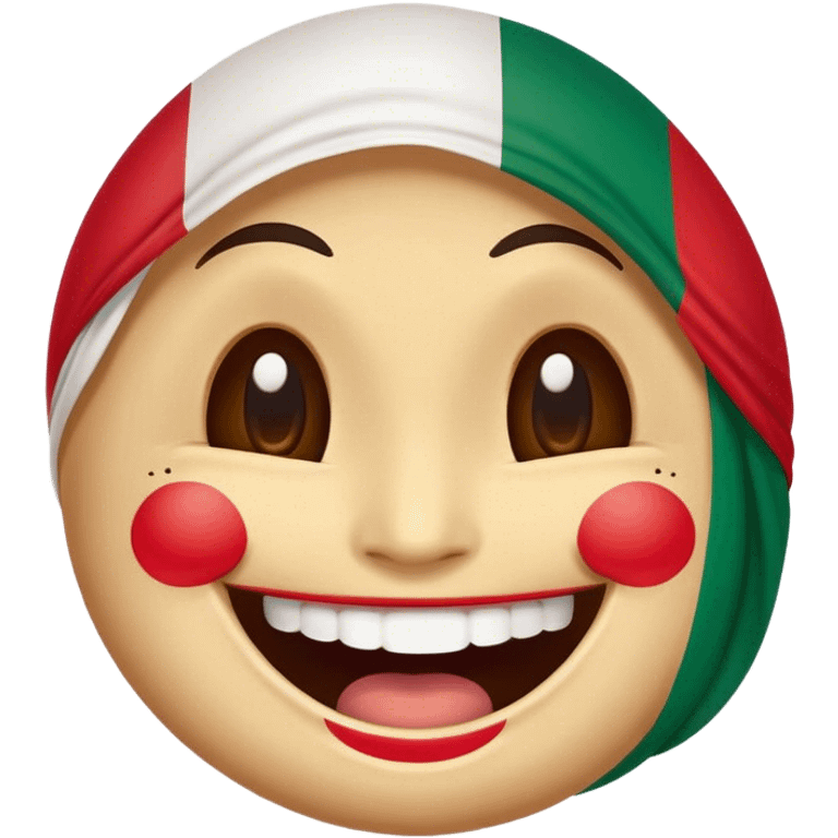 do a laughing emoji face but paint the flag of mexico on it emoji