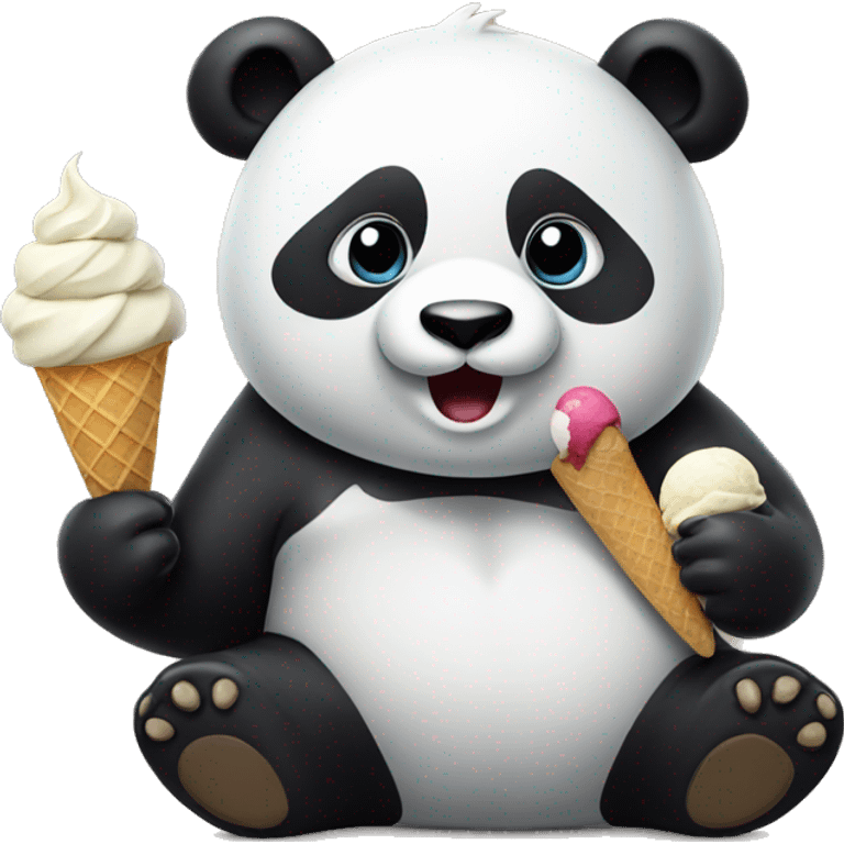 Panda eating ice cream emoji