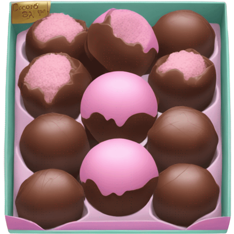 pastel pink box of chocolate truffles emoji