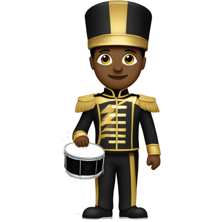 A marching band drummer in a black and gold uniform  emoji