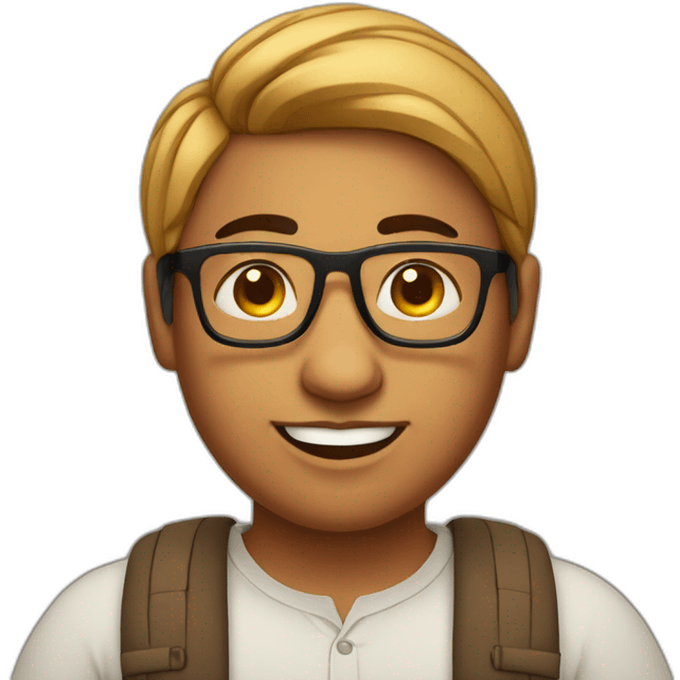 Fat androgynous Indian person with short hair braces and glasses emoji