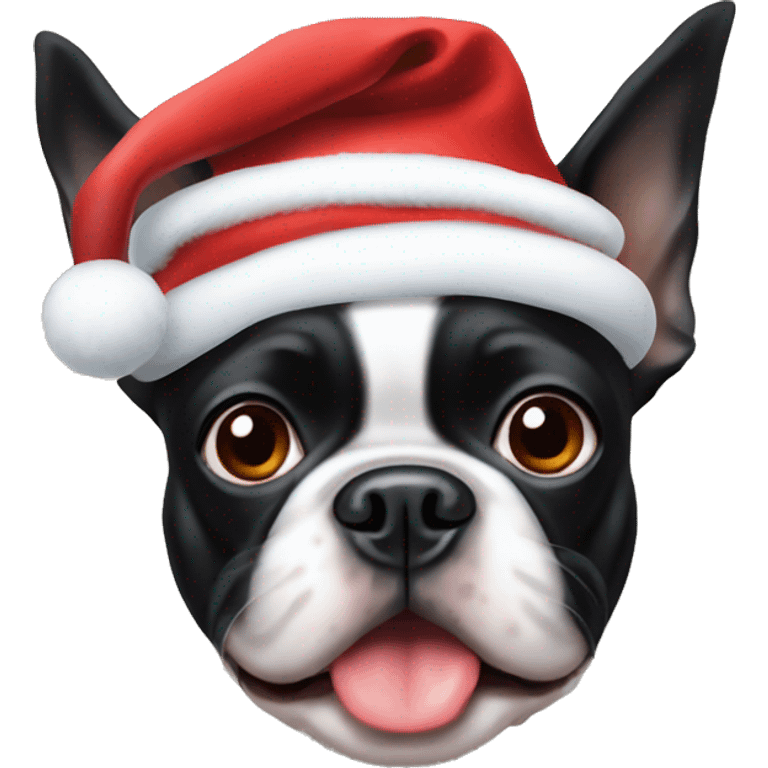 Boston terrier Santa.  emoji