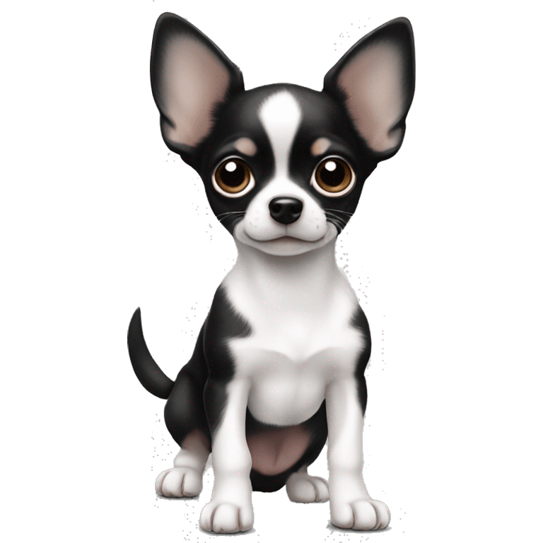 Black and white chihuahua puppy big ears emoji