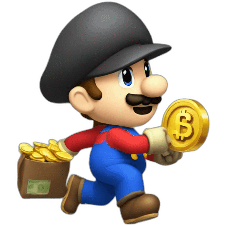 Mario robbing a bank emoji