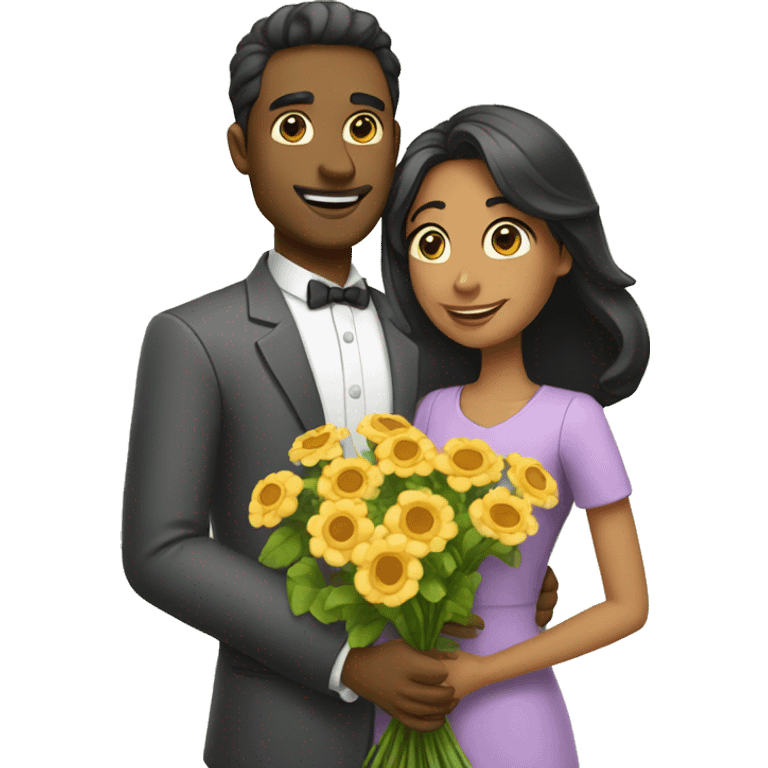 husband giving flowers to his wife emoji