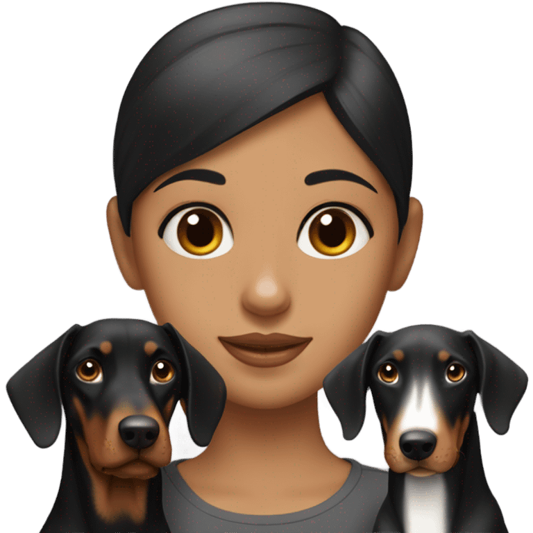 Doberman with a girl black hair emoji