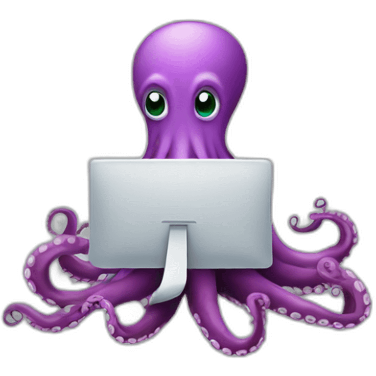 octopus working on computer emoji