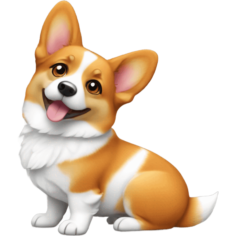 Sassy little orange and white corgi small emoji