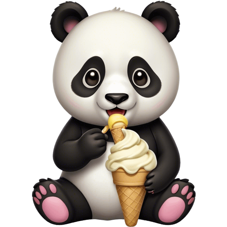 Panda eating ice cream emoji