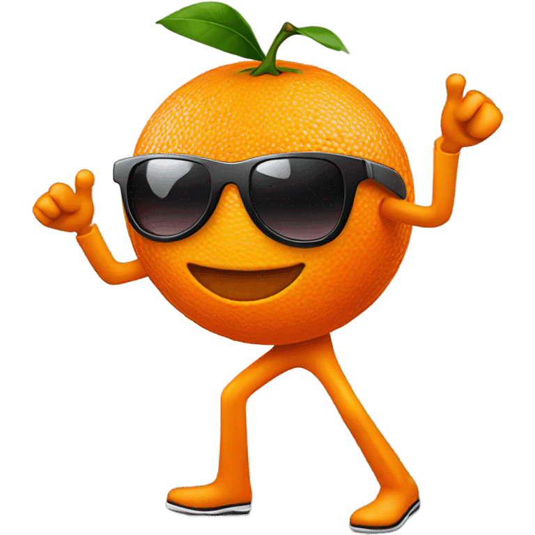 An orange wearing sunglasses dancing to disco  emoji