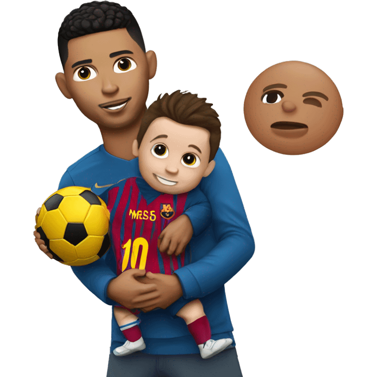 make ronaldo holding a messi as a baby emoji