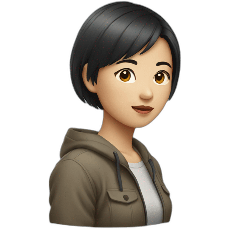 Asian girl with short hair emoji