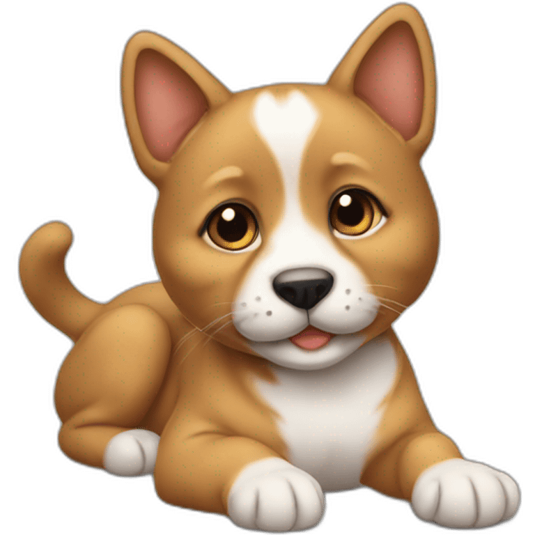 Bébé chat sur un chien emoji