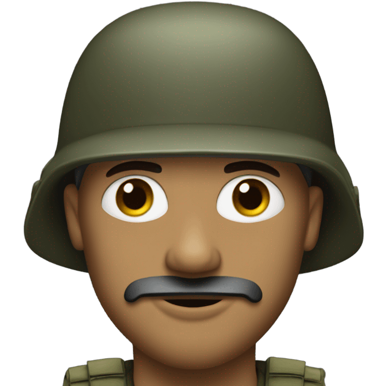 Guy with goatee wearing high cut military helmet emoji