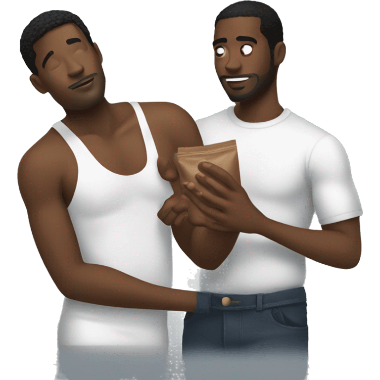 Black man rubbin lotion on another black man emoji