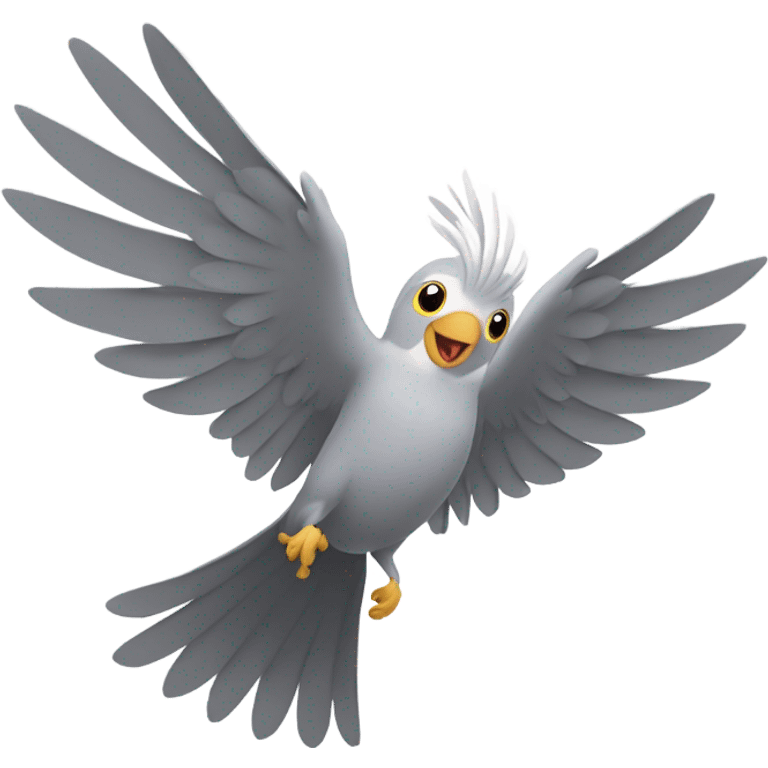 grey cockatiel bird flying emoji