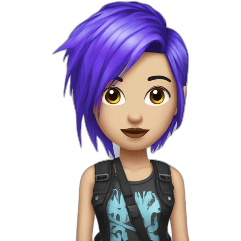 Blue purple hair punk girl emoji