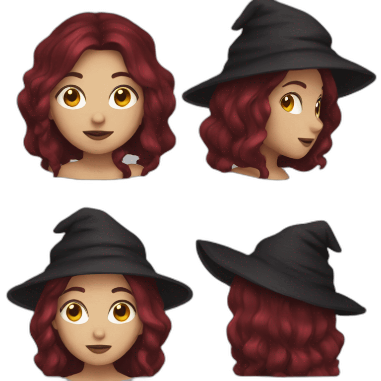 witch with dark red long hair  emoji