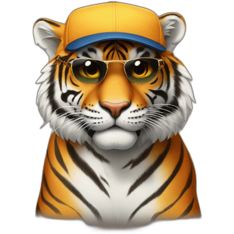 Tiger with sunglasses and cap emoji