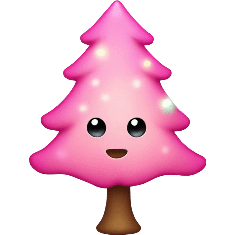 Cute pink Christmas tree with lights emoji