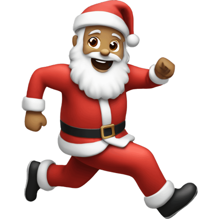 santa running, with a large stride and arms outstretched emoji