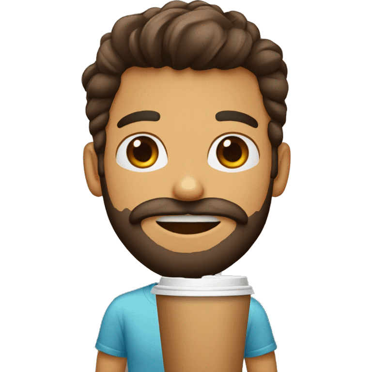 homem com barba com um copo café emoji