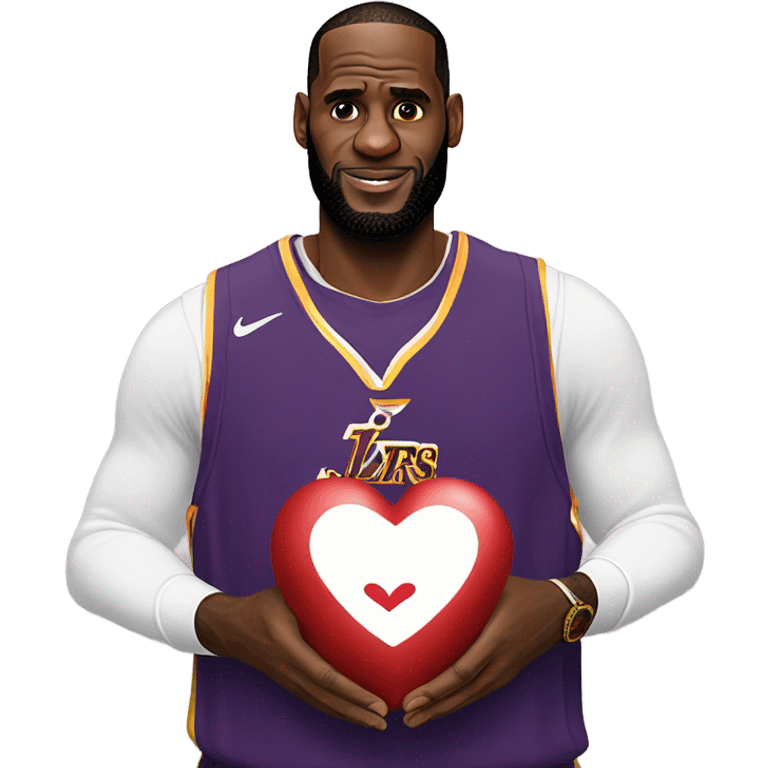 realistic LeBron james holding a heart emoji