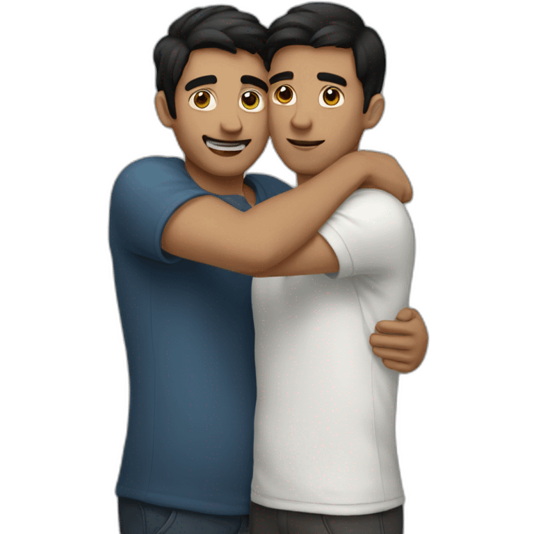 two dark hair man hugging emoji