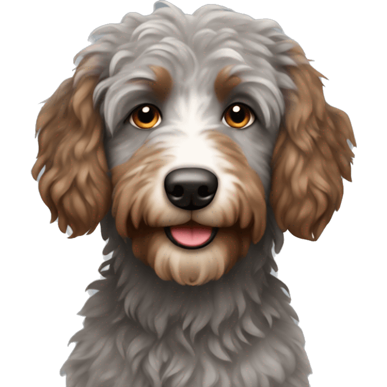 Grey and brown Aussie doodle emoji